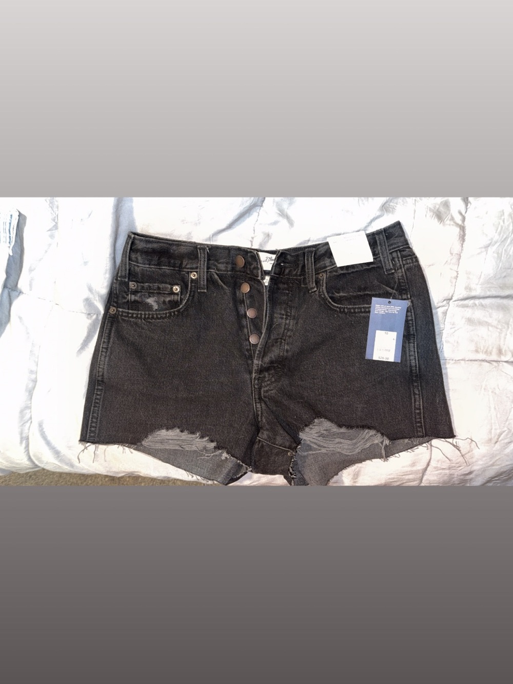 Universal Thread Black High-Rise Button-Front Distressed Jean Shorts